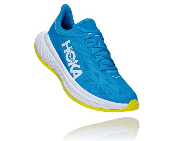 Hoka One One Carbon X 2 Mens UK - Blue Road Running Shoes - FADOK9052